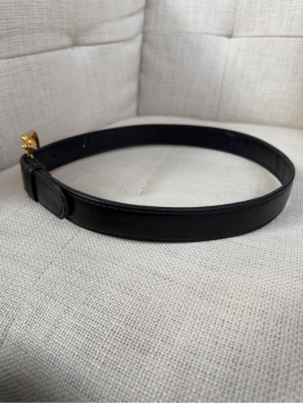 BELT Black Faux Leather Large Gold Tone Metal Crocodile Buckle Statement Glamour - Picture 14 of 17